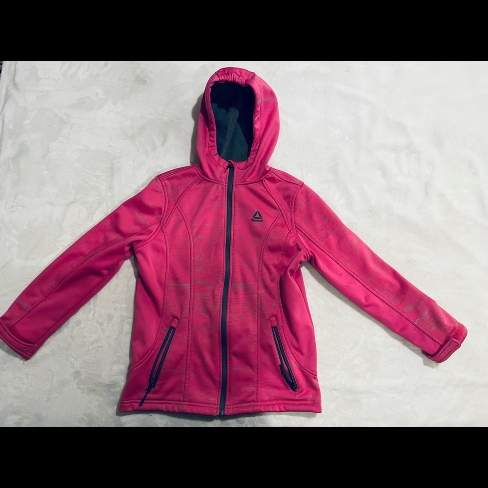 Girls size L 14/16 Reebok jacket pink and grey.